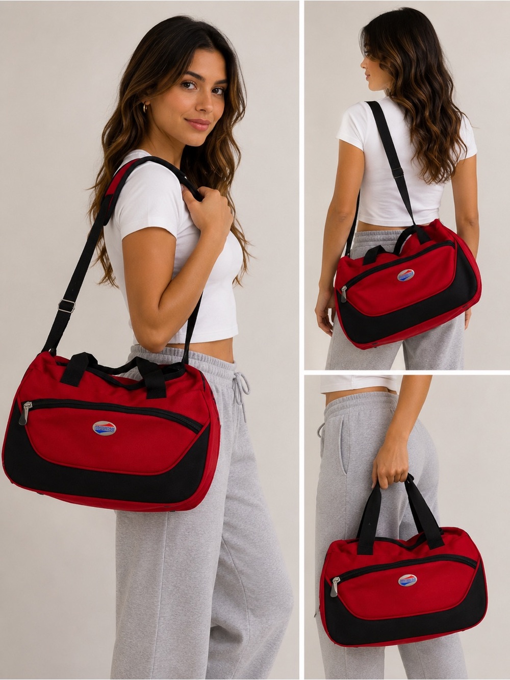 American Tourister Red and Black Duffel Bag